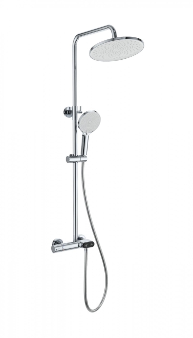 Душевая стойка со смесителем Wonzon & Woghand Muse Corno WW-B2091-A-CR хром глянцевая с термостатом