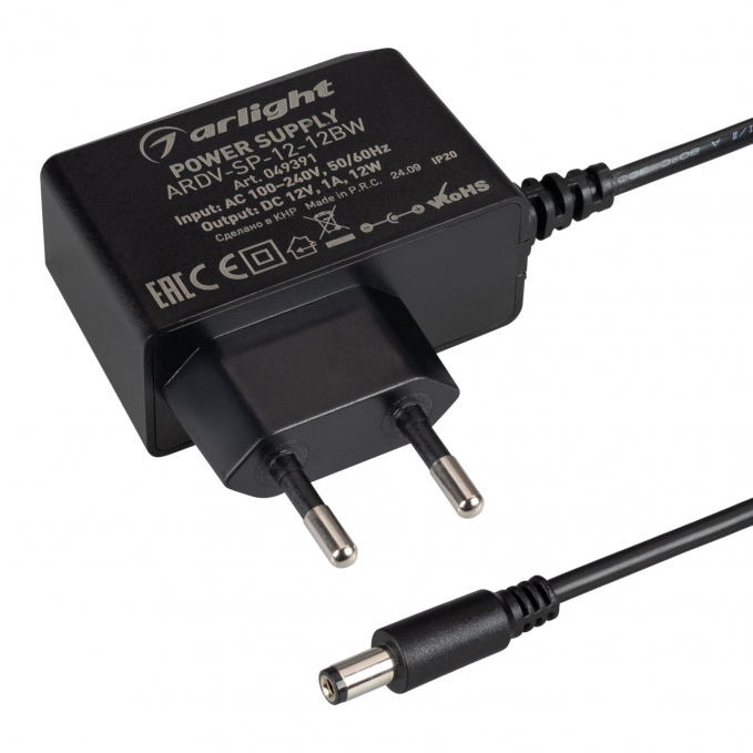 Блок питания ARDV-SP-12-12BW (12V, 1A, 12W), Arlight, 049391, изображение 1 Блок питания ARDV-SP-12-12BW (12V, 1A, 12W), Arlight, 049391, изображение 1