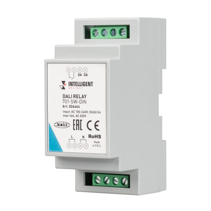 INTELLIGENT ARLIGHT Релейный модуль DALI-701-SW-DIN (BUS, 16A), Arlight, 026464, изображение 1 INTELLIGENT ARLIGHT Релейный модуль DALI-701-SW-DIN (BUS, 16A), Arlight, 026464, изображение 1