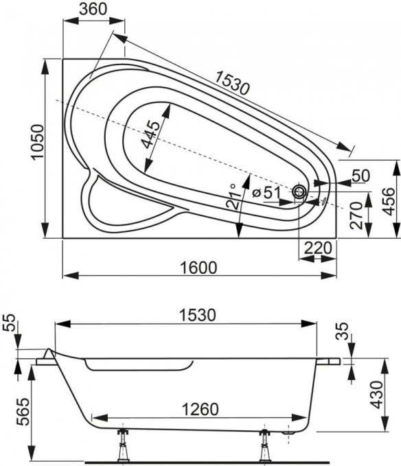 Ванна акриловая Vagnerplast Selena 160x105 R VPBA163SEL3PX-04 Ванна акриловая Vagnerplast Selena 160x105 R VPBA163SEL3PX-04