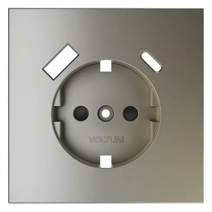 Накладка для розетки с заземлением и защитными шторками, с USB A+C, S70 (шелк), Voltum, VLS001004