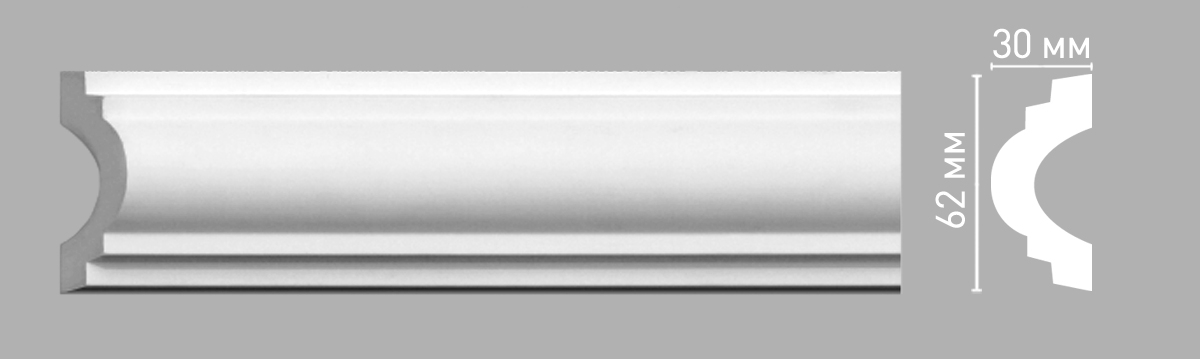 Молдинг гладкий Decomaster 97203, 62х30х2400 мм
