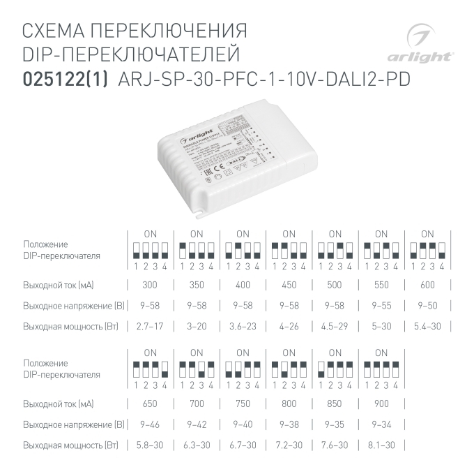 Блок питания ARJ-SP-30-PFC-1-10V-DALI2-PD (30W, 300-900mA), Arlight, 025122(1), изображение 3 Блок питания ARJ-SP-30-PFC-1-10V-DALI2-PD (30W, 300-900mA), Arlight, 025122(1), изображение 3