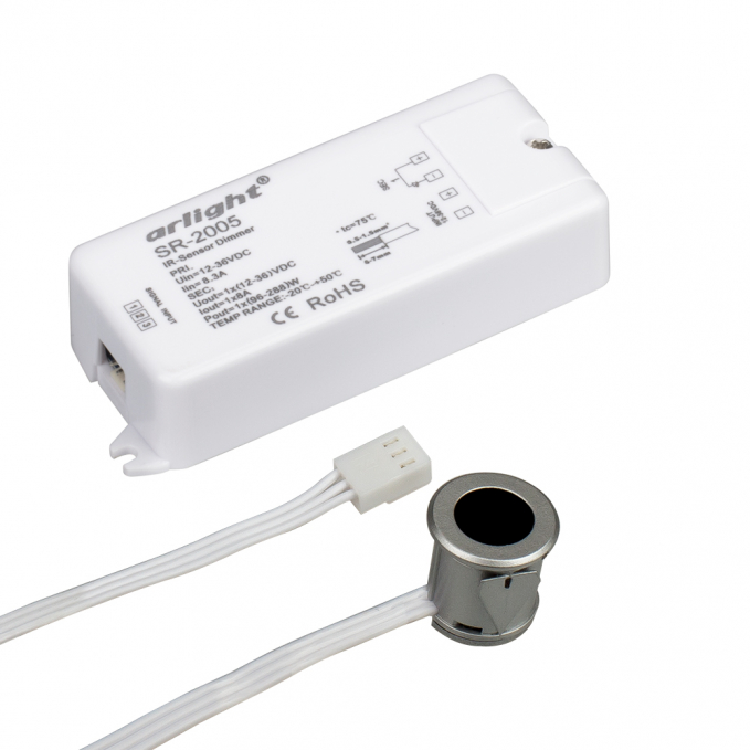Диммер SR-2005 Silver-R (12-36V, 96-288W, IR-Sensor), Arlight, 020211, изображение 1 Диммер SR-2005 Silver-R (12-36V, 96-288W, IR-Sensor), Arlight, 020211, изображение 1