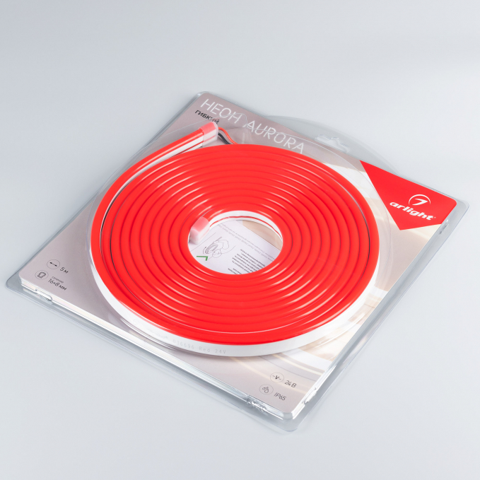 Светодиодная лента герметичная AURORA-PS-A120-16x8mm 24V Red (10 W/m, IP65, 2835, 5m), Arlight, 036696, изображение 2 Светодиодная лента герметичная AURORA-PS-A120-16x8mm 24V Red (10 W/m, IP65, 2835, 5m), Arlight, 036696, изображение 2