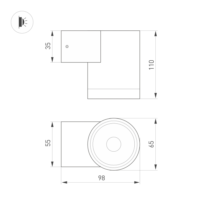 Светильник LGD-RAY-WALL-R65-12W Warm3000 (GR, 6 deg, 230V), Arlight, 049984, изображение 2 Светильник LGD-RAY-WALL-R65-12W Warm3000 (GR, 6 deg, 230V), Arlight, 049984, изображение 2