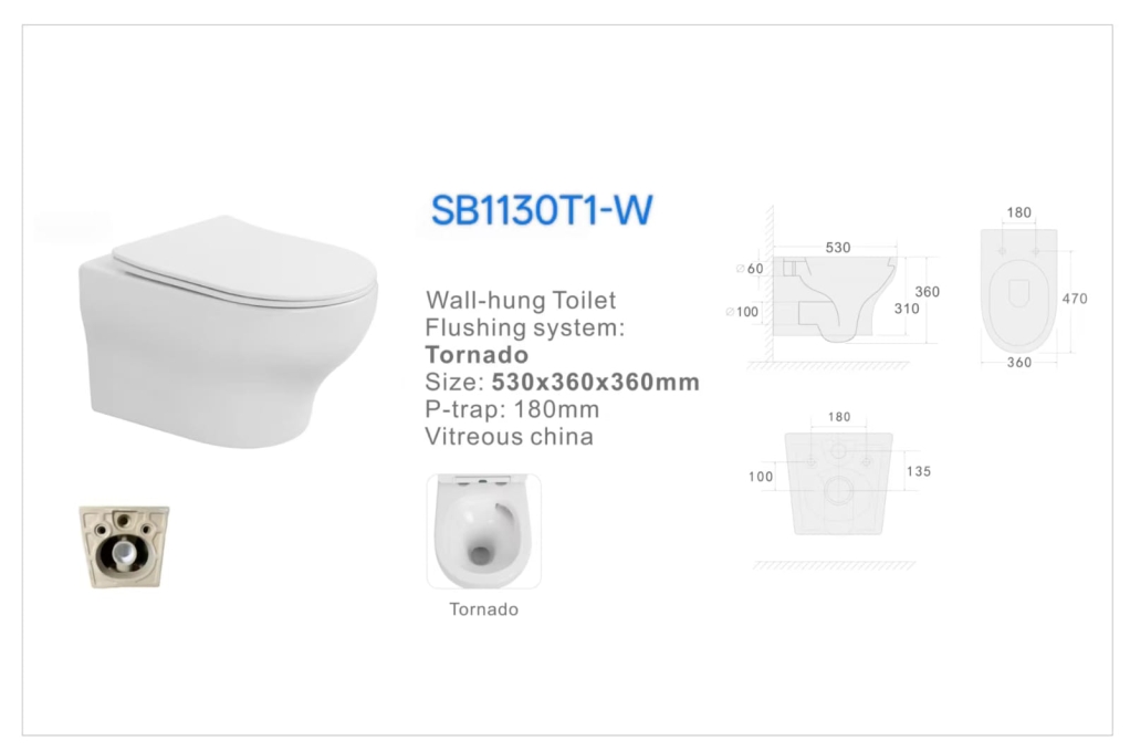 Унитаз подвесной Sapbox Passage SB1130T1-W Tornado белый глянцевый