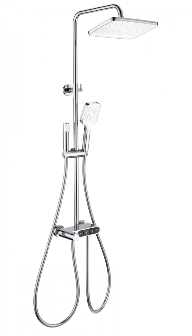 Душевая стойка со смесителем Wonzon & Woghand Muse Corno WW-B3112-CR хром глянцевая с термостатом и гигиеническим душем