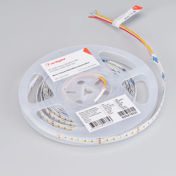 Светодиодная лента RT-A240-10mm 24V White-MIX (19.2 W/m, IP20, 3528, 5m), Arlight, 025210(2), изображение 2 Светодиодная лента RT-A240-10mm 24V White-MIX (19.2 W/m, IP20, 3528, 5m), Arlight, 025210(2), изображение 2