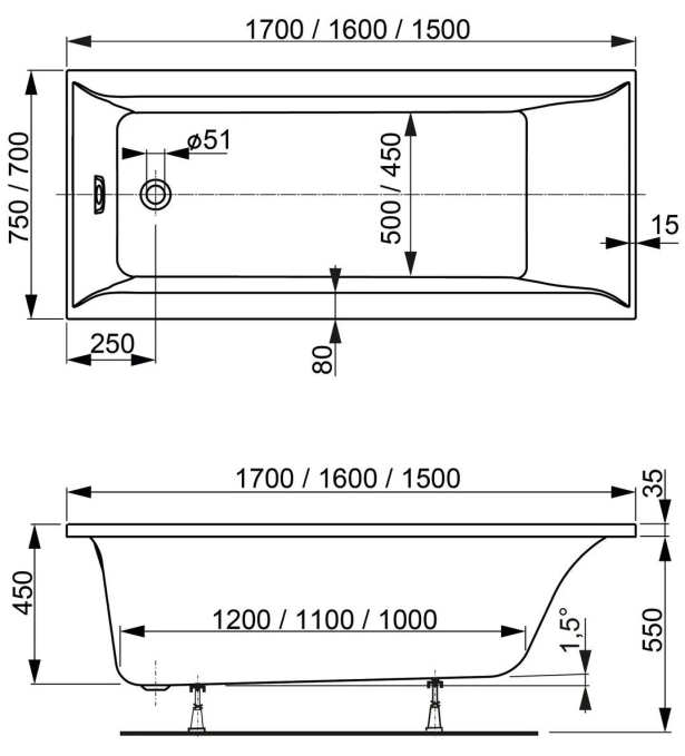 Ванна акриловая Vagnerplast Veronela 150x70 VPBA157VEA2X-04 Ванна акриловая Vagnerplast Veronela 150x70 VPBA157VEA2X-04