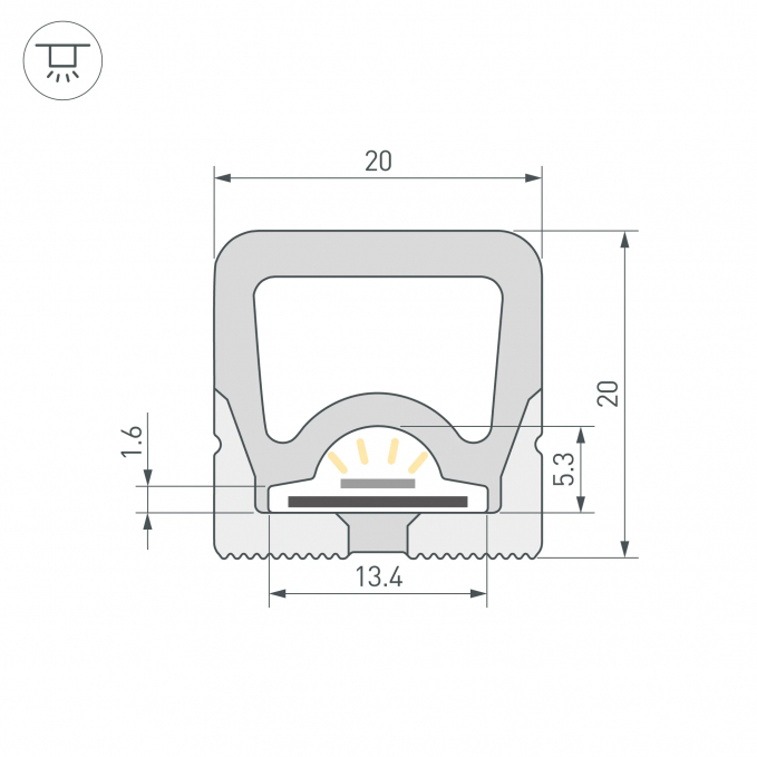 Силиконовый профиль WPH-FLEX-2020-TOP-S13-5m WHITE, Arlight, 062404, изображение 2 Силиконовый профиль WPH-FLEX-2020-TOP-S13-5m WHITE, Arlight, 062404, изображение 2