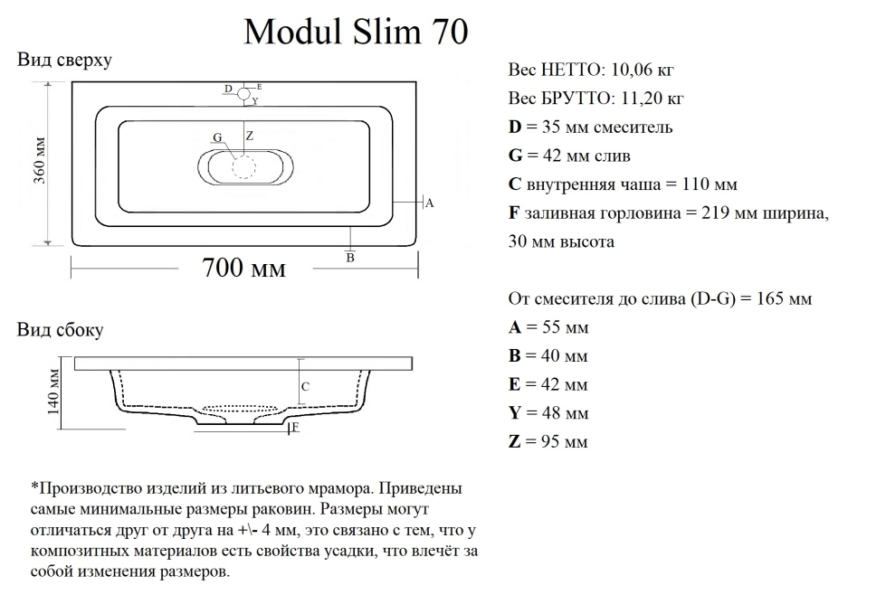 Мебельная раковина Madera Modul 4627173210911 70 см белая глянцевая Мебельная раковина Madera Modul 4627173210911 70 см белая глянцевая
