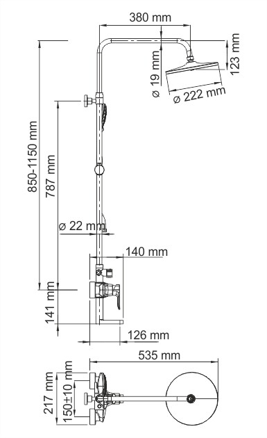 Душевая система WasserKRAFT  A16601