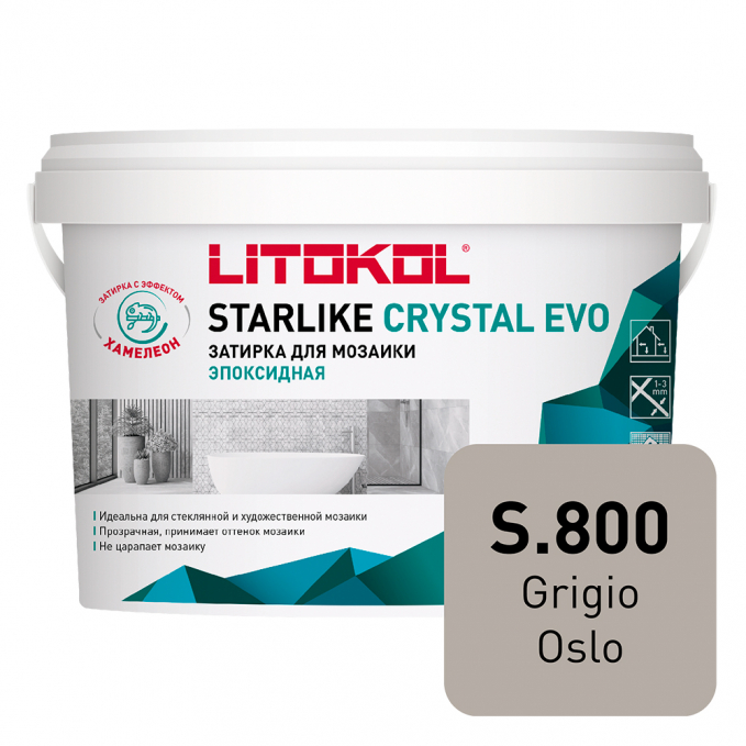 Затирка эпоксидная Litokol Starlike Crystal Evo S.800 Grigio Oslo, 1 кг Затирка эпоксидная Litokol Starlike Crystal Evo S.800 Grigio Oslo, 1 кг