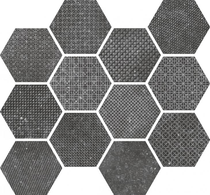 Керамогранит Equipe Coralstone Hexagon Melange Black 29.2x25.4, 23579 Керамогранит Equipe Coralstone Hexagon Melange Black 29.2x25.4, 23579