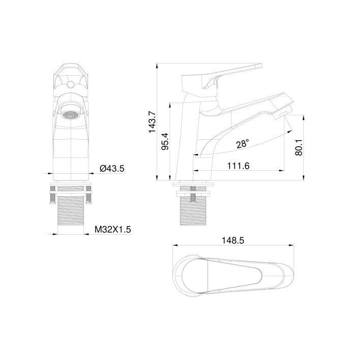 Смеситель для раковины Wonzon & Woghand WW-A40212-MW белый матовый Смеситель для раковины Wonzon & Woghand WW-A40212-MW белый матовый