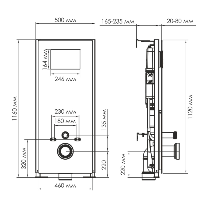Система инсталляции для унитазов WasserKRAFT Abens 20TLT.010.ME.BL.RG02