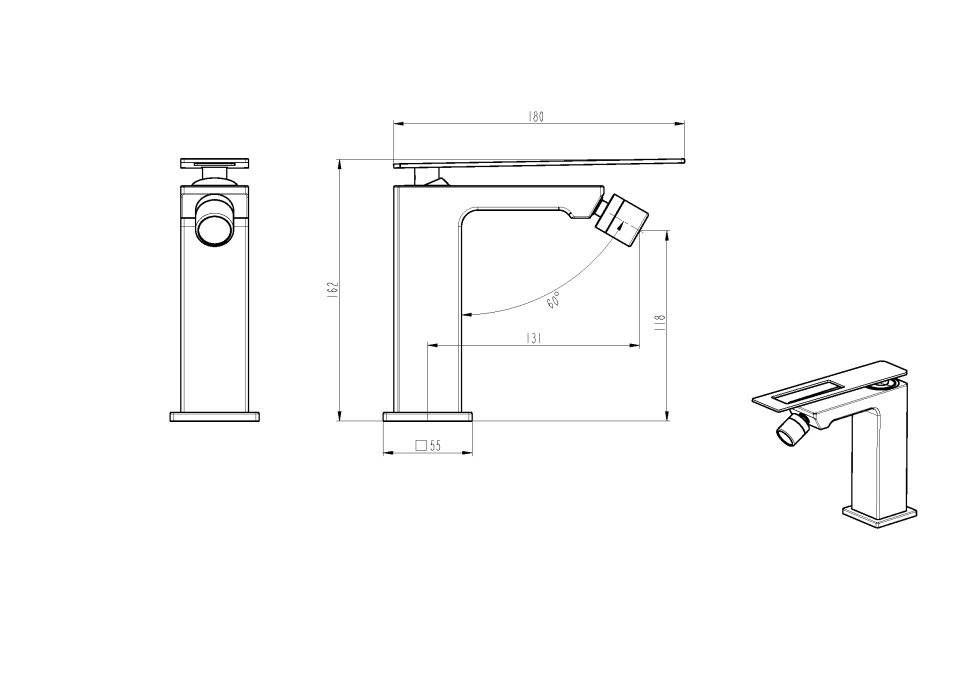 Смеситель для биде Boheme Q 146-GG.2 золото Смеситель для биде Boheme Q 146-GG.2 золото