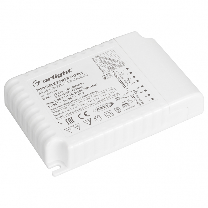 Блок питания ARJ-SP-50-PFC-1-10V-DALI2-PD (50W, 700-1400mA), Arlight, 025124(1), изображение 1