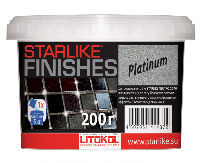 Добавка декоративная Litokol Starlike Finishes Platinum для затирки S.113 Neutro, 200 г Добавка декоративная Litokol Starlike Finishes Platinum для затирки S.113 Neutro, 200 г
