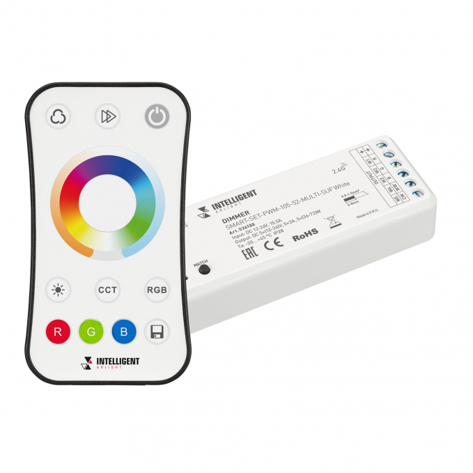 INTELLIGENT ARLIGHT Диммер SMART-SET-PWM-105-52-MULTI-SUF White (12-24V, 5x3A, ПДУ RING 10кн, 2.4G), Arlight, 036188, изображение 1 INTELLIGENT ARLIGHT Диммер SMART-SET-PWM-105-52-MULTI-SUF White (12-24V, 5x3A, ПДУ RING 10кн, 2.4G), Arlight, 036188, изображение 1