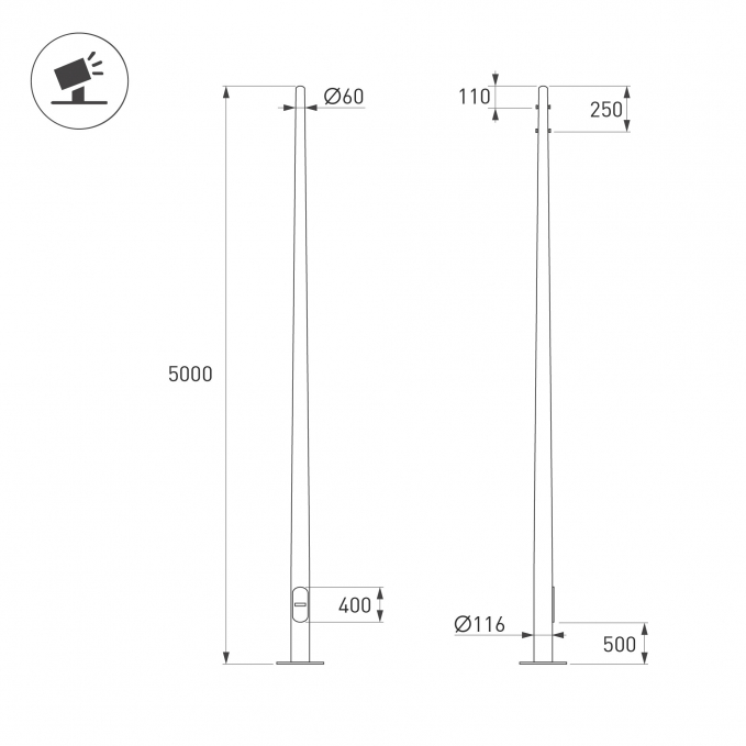 Опора фланцевая OXOR-OK-D60-L5000 (BK), Arlight, 057711, изображение 2 Опора фланцевая OXOR-OK-D60-L5000 (BK), Arlight, 057711, изображение 2