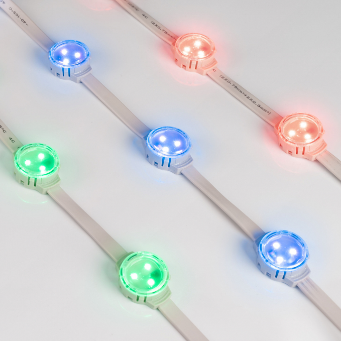 Модуль управляемый SOLEX-SPI-3535-3-12V RGB 120deg (D30x16mm, 0.75W, IP67), Arlight, 029240, изображение 1