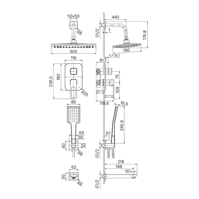 Душевая система Iddis Slide SLISB03i68 Душевая система Iddis Slide SLISB03i68