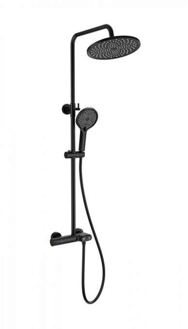 Душевая стойка со смесителем Wonzon & Woghand Muse Corno WW-B2091-A-MB черная матовая с термостатом Душевая стойка со смесителем Wonzon & Woghand Muse Corno WW-B2091-A-MB черная матовая с термостатом