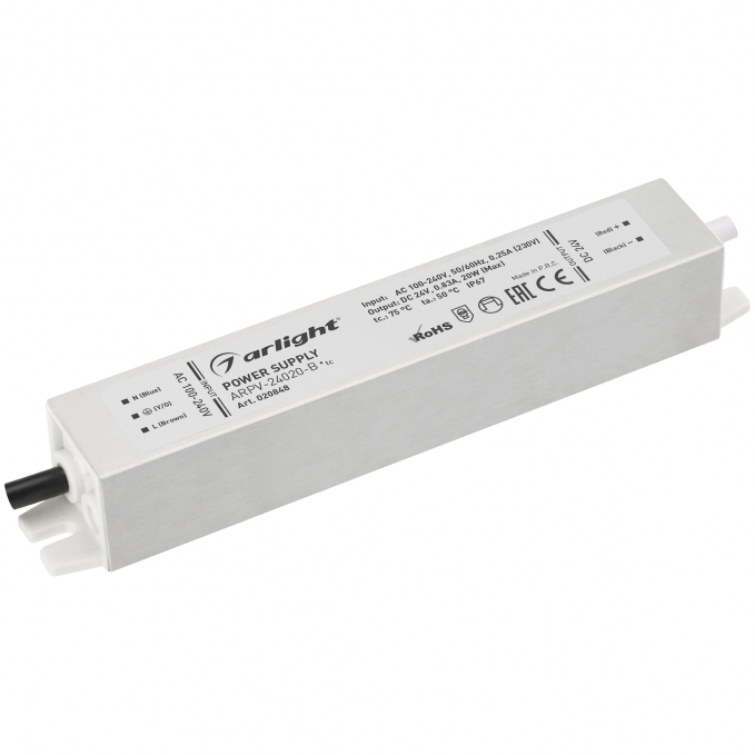 Блок питания ARPV-24020-B (24V, 0.8A, 20W), Arlight, 020848, изображение 1 Блок питания ARPV-24020-B (24V, 0.8A, 20W), Arlight, 020848, изображение 1