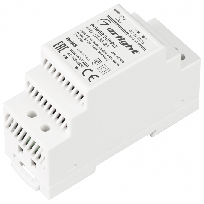 Блок питания ARV-DR30-24 (24V, 1.25A, 30W), Arlight, 031085, изображение 1 Блок питания ARV-DR30-24 (24V, 1.25A, 30W), Arlight, 031085, изображение 1