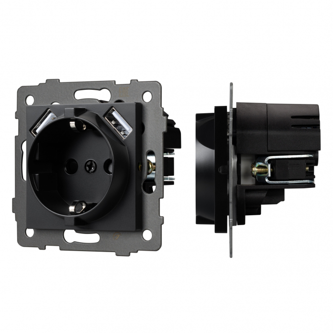 Механизм розетки с USB зарядкой SCT-MUAA-PL-BK-V (250V, 16A), Arlight, 049819, изображение 1 Механизм розетки с USB зарядкой SCT-MUAA-PL-BK-V (250V, 16A), Arlight, 049819, изображение 1
