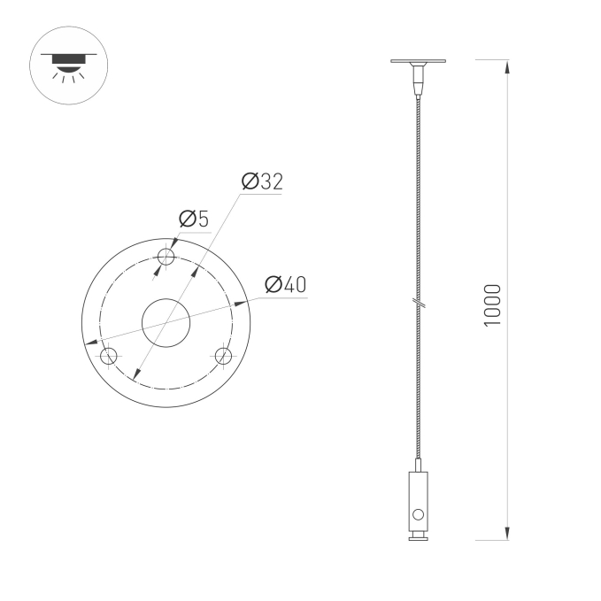 Подвес ALT-LARGO-HANG-L1000 (SL), Arlight, 031986 Подвес ALT-LARGO-HANG-L1000 (SL), Arlight, 031986