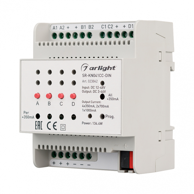 Контроллер тока SR-KN041CC-DIN (12-48V, 4x350/700mA), Arlight, 023042, изображение 1 Контроллер тока SR-KN041CC-DIN (12-48V, 4x350/700mA), Arlight, 023042, изображение 1