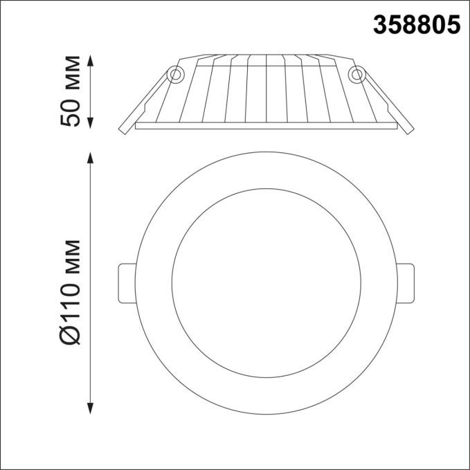 Светильник встраиваемый светодиодный IP20 LED 8W 560Лм 3000K 100-240V GESSO SPOT NT21 556 NOVOTECH 358805, схема товара
