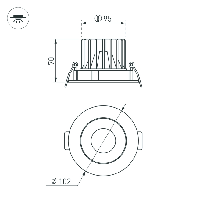Светильник MS-FORECAST-BUILT-TURN-R102-12W Warm3000 (WH-BK, 32 deg, 230V), Arlight, 035449, изображение 3 Светильник MS-FORECAST-BUILT-TURN-R102-12W Warm3000 (WH-BK, 32 deg, 230V), Arlight, 035449, изображение 3