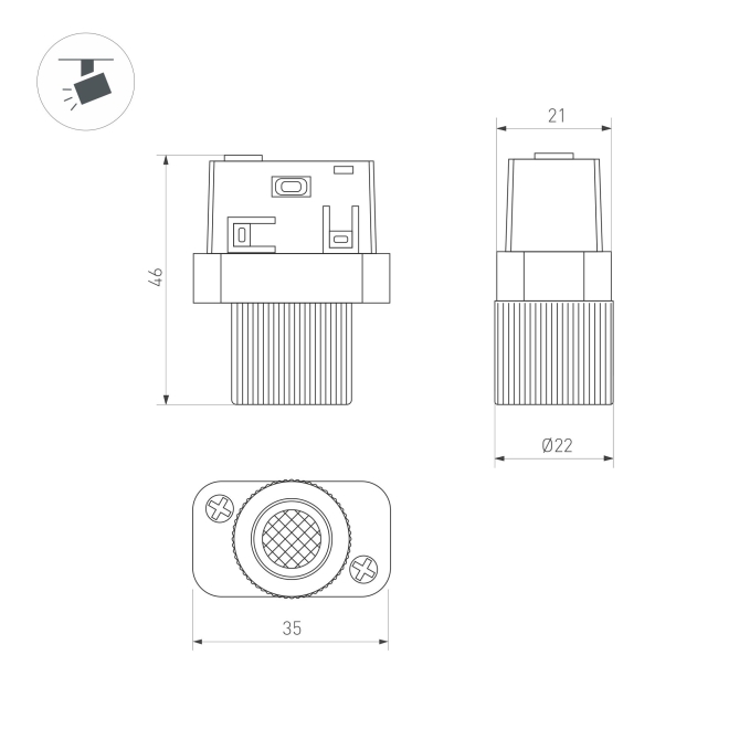 Светильник MAG-ORIENT-BABY-R22-2W Warm3000 (BK, 24 deg, 48V), Arlight, 043296, изображение 3 Светильник MAG-ORIENT-BABY-R22-2W Warm3000 (BK, 24 deg, 48V), Arlight, 043296, изображение 3