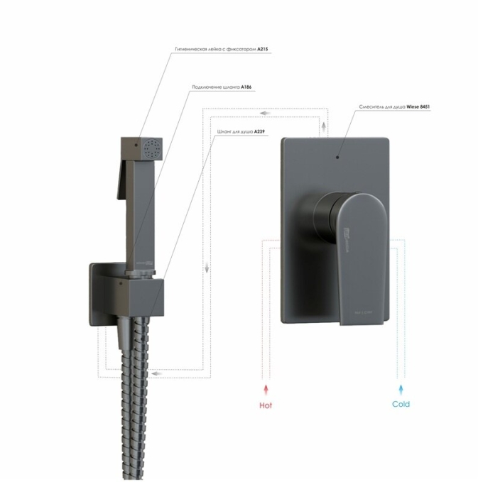 Гигиенический душ WasserKRAFT A8451.186.239.215 Гигиенический душ WasserKRAFT A8451.186.239.215