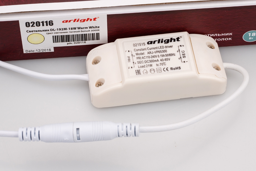 Светильник DL-192M-18W Warm White, Arlight, 020116 Светильник DL-192M-18W Warm White, Arlight, 020116