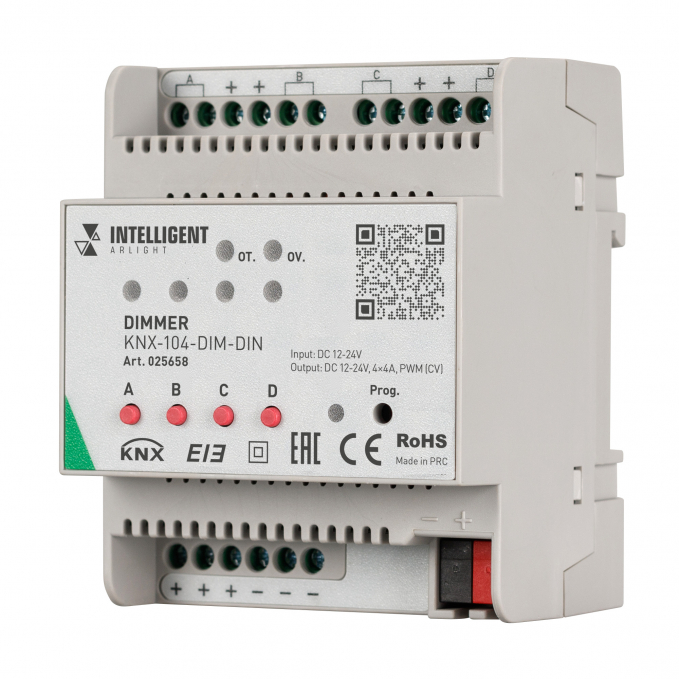 INTELLIGENT ARLIGHT Диммер KNX-104-DIM-DIN (12-24V, 4x4A), Arlight, 025658, изображение 1 INTELLIGENT ARLIGHT Диммер KNX-104-DIM-DIN (12-24V, 4x4A), Arlight, 025658, изображение 1