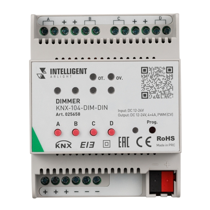 INTELLIGENT ARLIGHT Диммер KNX-104-DIM-DIN (12-24V, 4x4A), Arlight, 025658, изображение 2 INTELLIGENT ARLIGHT Диммер KNX-104-DIM-DIN (12-24V, 4x4A), Arlight, 025658, изображение 2