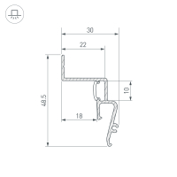 Профиль STRETCH-SHADOW-2000 BLACK (A2-CONTOUR-PRO), Arlight, 039510