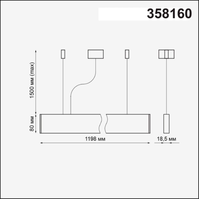 Подвесной светильник IP20 LED 4000K 40W 220-240V ITER OVER NT19 408 NOVOTECH 358160, схема товара Подвесной светильник IP20 LED 4000K 40W 220-240V ITER OVER NT19 408 NOVOTECH 358160, схема товара