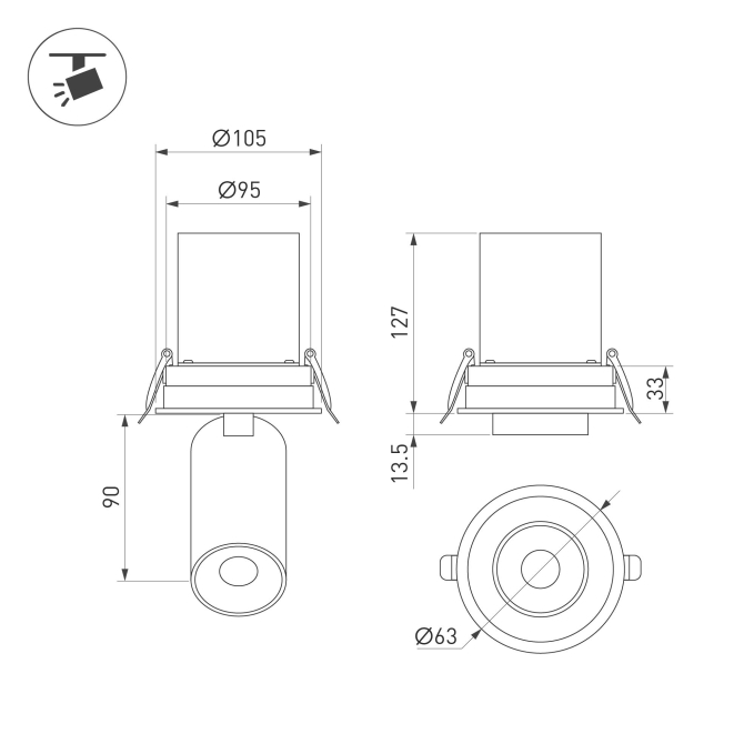 Светильник LTD-PULL-R100-10W Day4000 (WH, 24 deg, 230V), Arlight, 031364, изображение 4 Светильник LTD-PULL-R100-10W Day4000 (WH, 24 deg, 230V), Arlight, 031364, изображение 4
