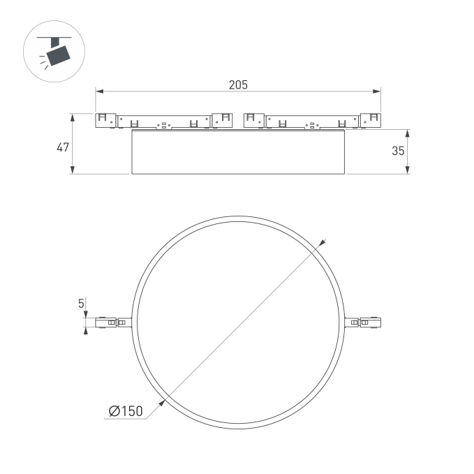 Светильник MAG-MICROCOSM-RONDO-R150-15W Warm3000 (BK, 90 deg, 24V), Arlight, 051777, изображение 2 Светильник MAG-MICROCOSM-RONDO-R150-15W Warm3000 (BK, 90 deg, 24V), Arlight, 051777, изображение 2