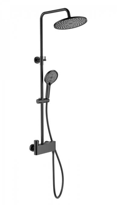 Душевая стойка со смесителем Wonzon & Woghand Muse Corno WW-B3110-MB черная матовая с термостатом Душевая стойка со смесителем Wonzon & Woghand Muse Corno WW-B3110-MB черная матовая с термостатом