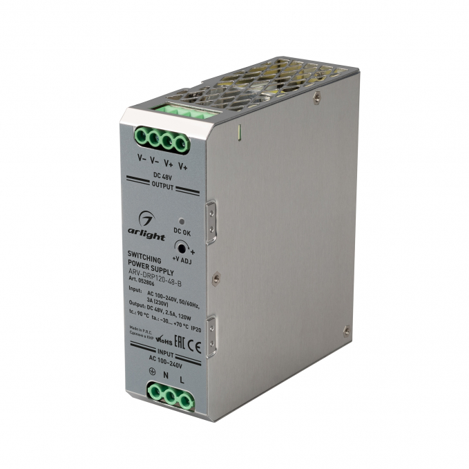 Блок питания ARV-DRP120-48-B (48V, 2.5A, 120W), Arlight, 052806, изображение 1 Блок питания ARV-DRP120-48-B (48V, 2.5A, 120W), Arlight, 052806, изображение 1