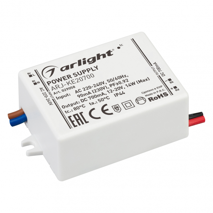 Блок питания ARJ-KE20700 (14W, 700mA, PFC), Arlight, 029058, изображение 1 Блок питания ARJ-KE20700 (14W, 700mA, PFC), Arlight, 029058, изображение 1