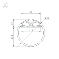Профиль ROUND-D30-2000 ANOD, Arlight, 023860