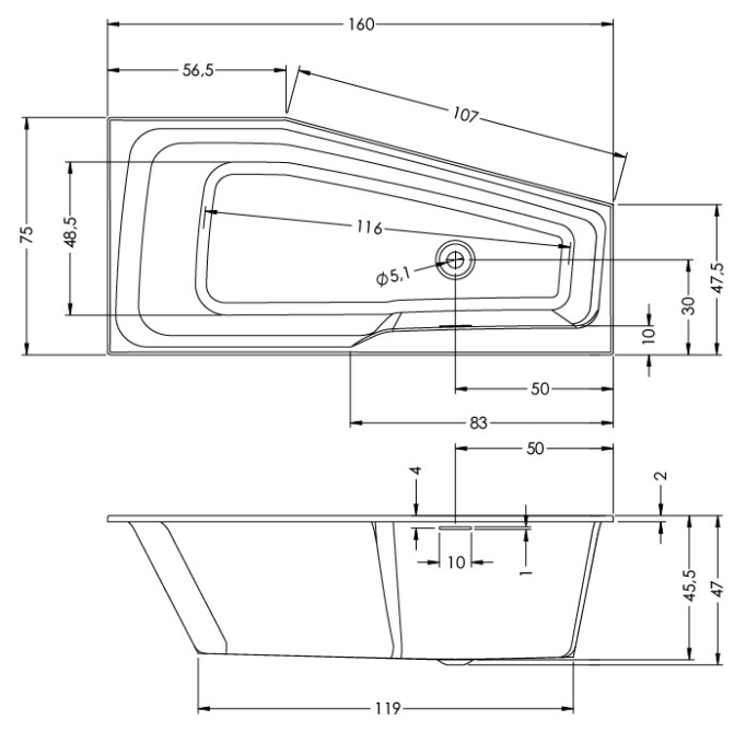 Ванна акриловая Riho Rething Space 160x75 L B112001005 угловая Ванна акриловая Riho Rething Space 160x75 L B112001005 угловая
